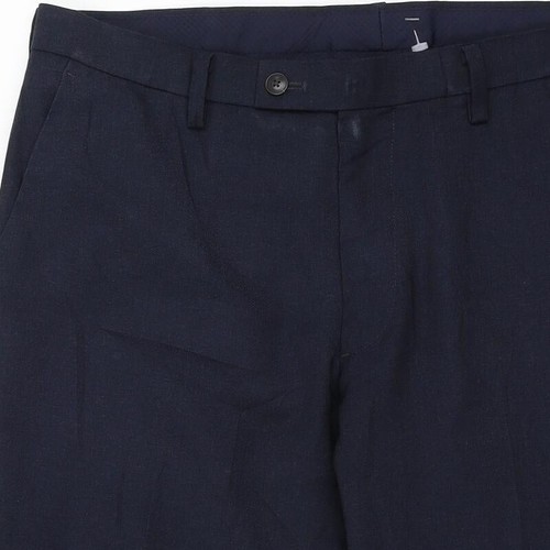 Haggar Gentleman's Fit Stripe Pattern Slacks Pants Made in USA Men's W34 polyester navy blue type Vintage Second Hand