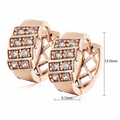 Pretty New Rose Gold Filled Clear CZ Accented 15mm Round Huggie Hoop Earrings - Picture 12 of 12