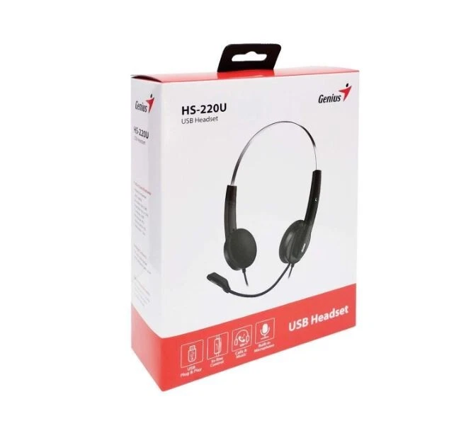 Genius HS-220U Ultra Light Headset Black Microphone USB Adjustable Headband - Image 3 of 4