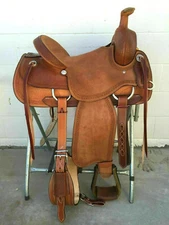 Western Brown Leather Hand Carved Roper Ranch Horse Saddle Tack Set 14" to 18"