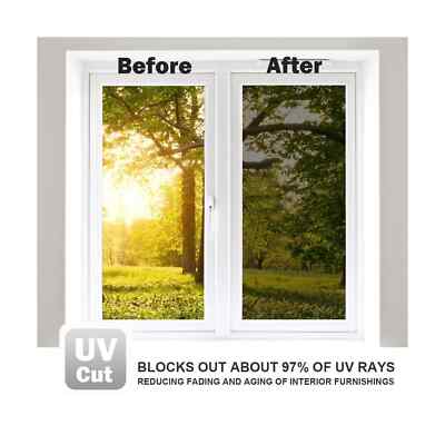 WPCTEV One Way Window Film Daytime Privacy Cling Self Adhesive House 17'' by 6'