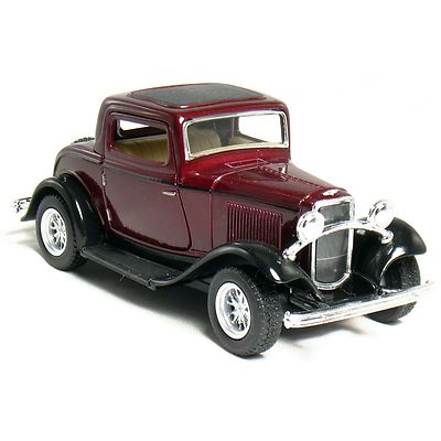 New 5'' Kinsmart 1932 Ford 3-Window Coupe Diecast Model Toy Car 1:34 - Maroon