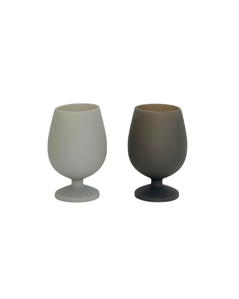 Pack of 2  Silicone Unbreakable Wine Glasses - Dark Grey/Light Grey