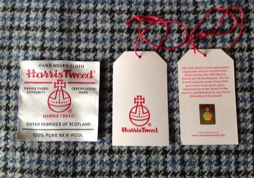 Cheque de diente de sabueso Harris tweed cobalto 100 % lana. 150 cm de ancho @ £35.00/metro. - Imagen 1 de 4