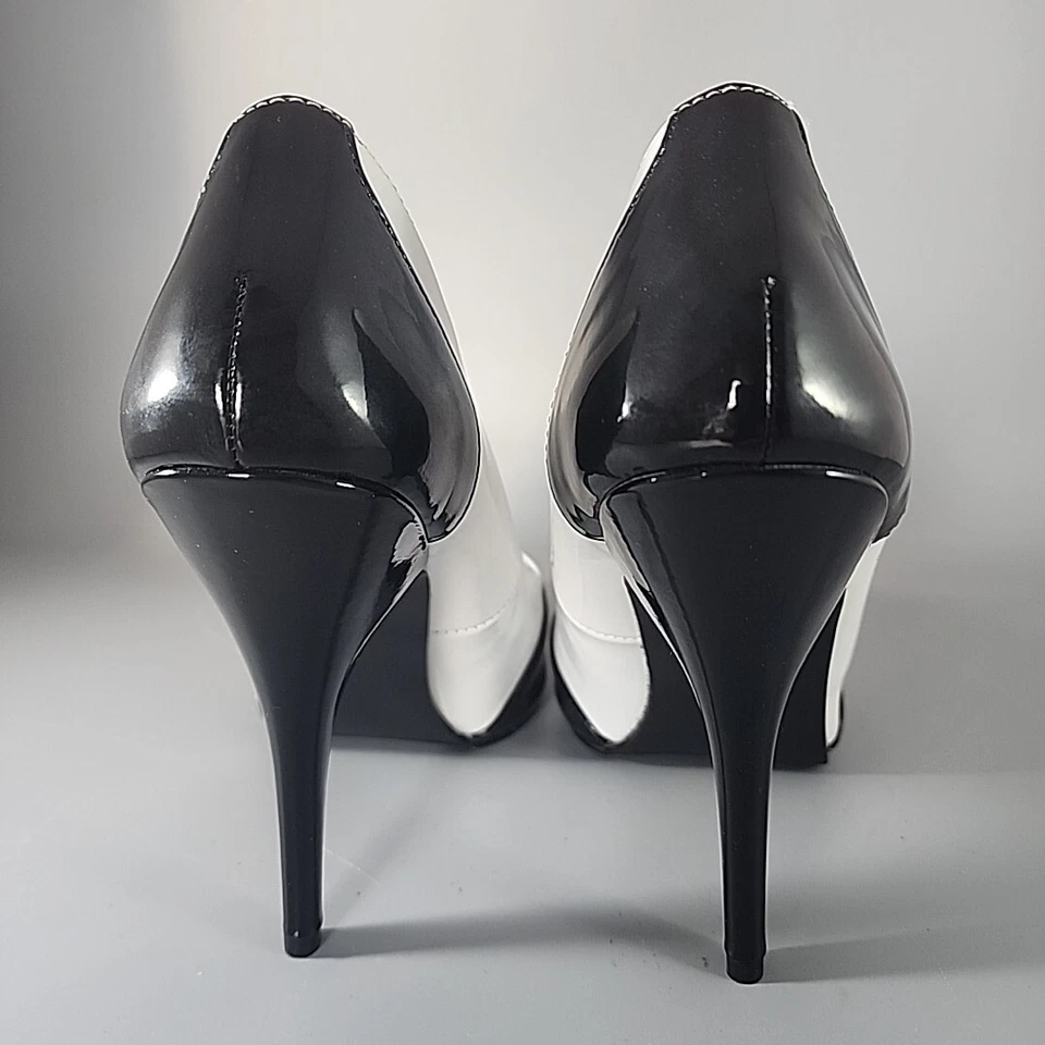 Pleaser 女式黑色/白色 Pat Seduce-425 鞋 - 5 英寸高跟鞋 - 8M 码 — 第 4/4 张图片