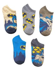 Batman Boys Superhero No Show Socks 5 Pairs Shoe Size: 7.5 - 3.5