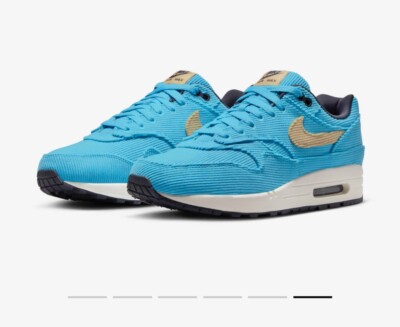 Nike Air Max 1 Premium Corduroy Baltic Blue size 9 Running Shoes