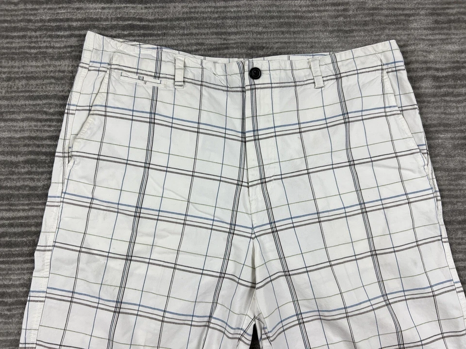 Pantalones cortos Club Room para hombre 38 blancos a cuadros 100 % algodón informales al aire libre Foto 2 de 4
