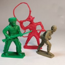 1950's Tim-MEE Plastic Cowboy Figures Lot 3 