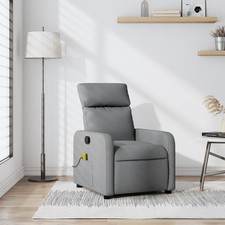 Massage Recliner Chair Light Grey Fabric