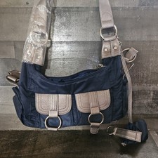 Avon Blue and Silver Nylon Shoulder Bag Good Used Condition