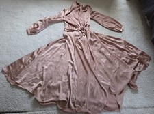 Nasty Gal Satin V Neck Tie Maxi Dress. Beige, light brown, peach, bronze. UK 8