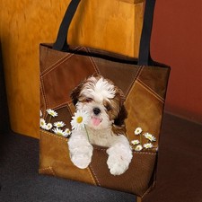 Shih Tzu02 Holding Daisy All Over Printed Tote Bag