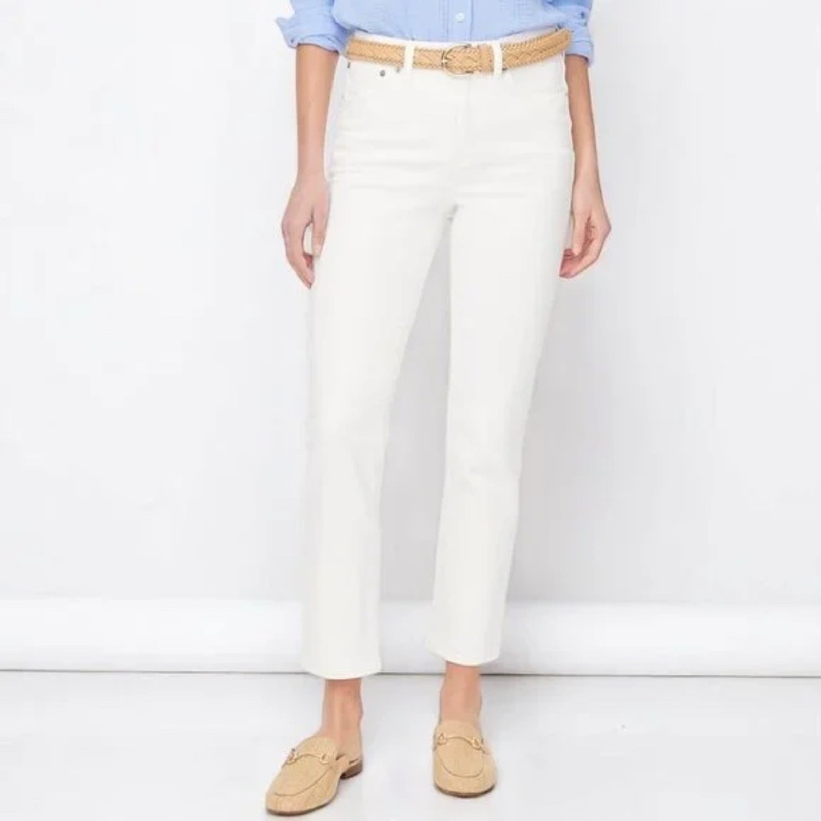 J.Crew Tall Essential Straight White Jean in All-Day Stretch Size 30T