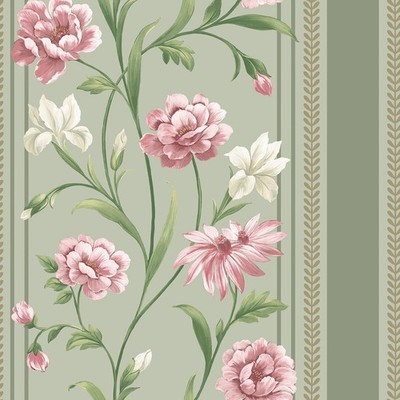 Raya Blumentapete Zeitgenössischer Paneeleffekt Salbeigrün Rosa Belgravia 757
