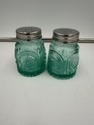 Pioneer Woman Adeline Teal Pressed Glass Salt and Pepper Shaker Set Turquoise