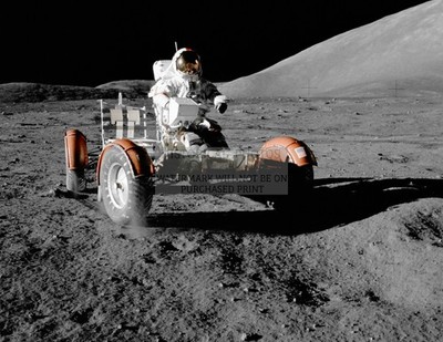 EUGENE A. CERNAN ON LUNAR ROVER LRV APOLLO 17 ASTRONAUT NASA 8.5X11 PHOTO