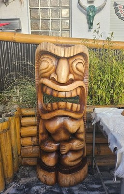 Totempfahl Tiki Höhe 1,48 m Little Big Horn Totem Pole Wood Garten-Haus Deko