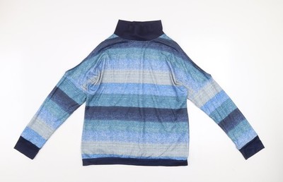 Yoins Damen blau gestreift Rollkragen Langarm Pullover Pulli Gr. 18