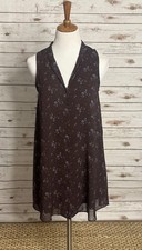 Kimchi Blue brown/blue indie casual sleeveless button-up swing dress Size Medium