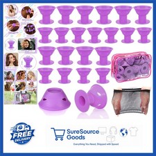 40 Pcs Purple Magic Hair Rollers with 20 Large Silicone Curlers  20 Small