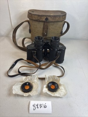 WW2 German Binoculars w/Case Heine+Co Ranger 8x30 Vintage Military 88B16