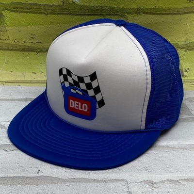 Delo Trucker Hat Men's One Size Blue White Snapback Mesh Racing