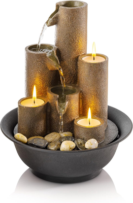 #ad #ad WCT202 Indoor Tabletop Tiered Water Fountain Featuring 3 Candles for Desktop and $58.34