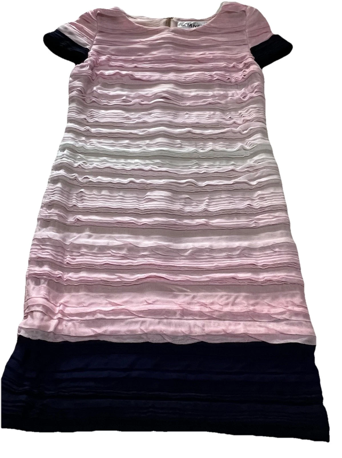 Abito Chanel rosa bianco e blu multicolore in viscosa