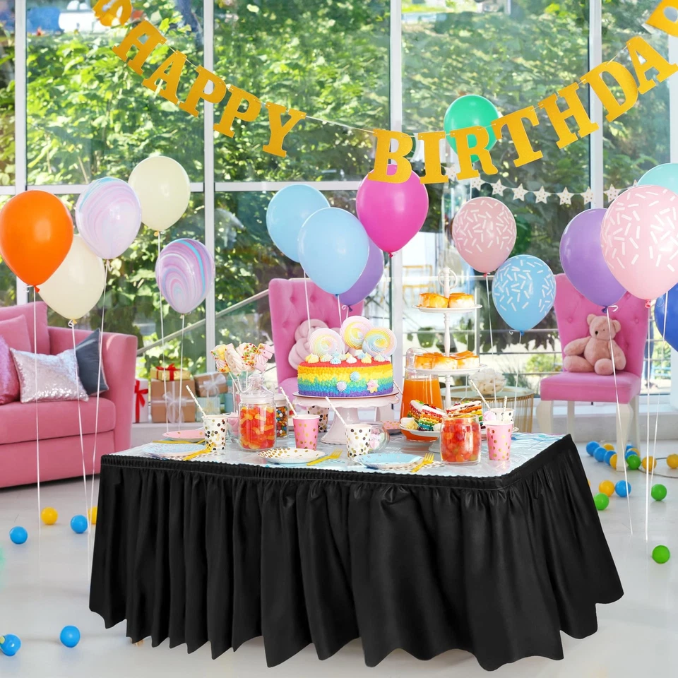 Falda de mesa desechable 29x14 pies, respaldo adhesivo para configuración rápida, negra Foto 3 de 4