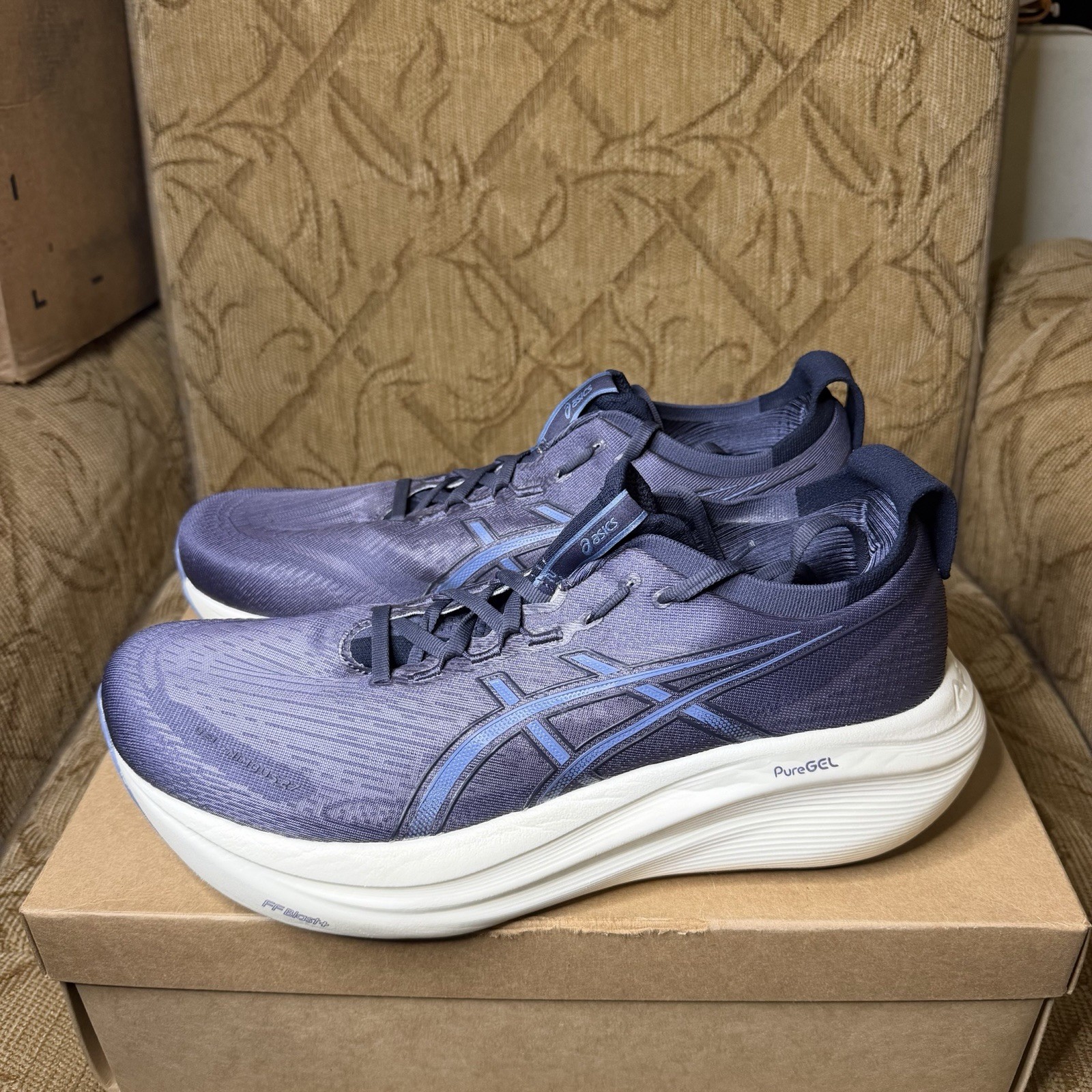 ASICS Gel Nimbus 27 Indigo Fog Blue Men's Running Shoes Size 10.5 EUC!