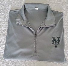 NY Mets MLB Men's Pullover Long Sleeve Shirt XL 1/4 Zip Gray