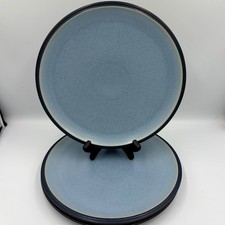 Denby Dinner Plate 10 3/4in  Blie Jetty Light Blue, Dark Blue Rim Discontinued 