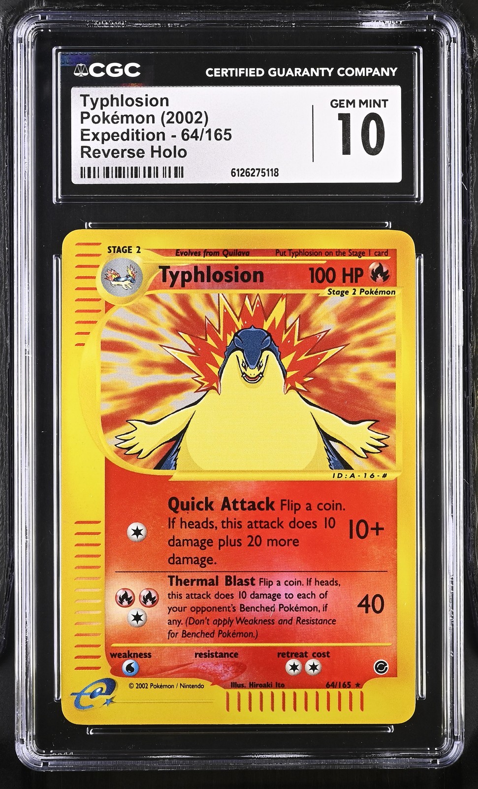 CGC 10 GEM MINT Typhlosion 2002 Expedition 64/165 Reverse Holo Pokemon Card