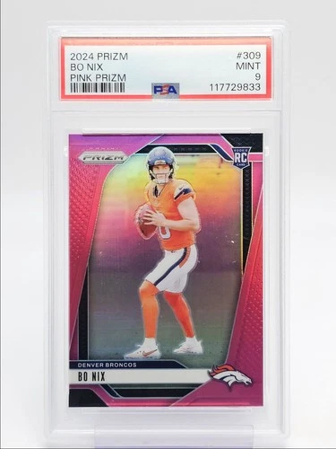 BO NIX 2024 PANINI PRIZM ROOKIE FOOTBALL PINK BRONCOS A RC PSA 9 Q1059