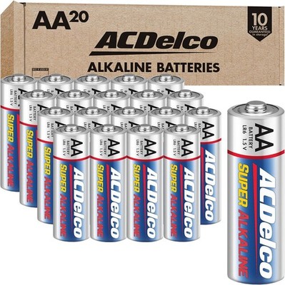 ACDelco 20-Pack AA Super Alkaline Batteries   10- Shelf Life, Reliable Power