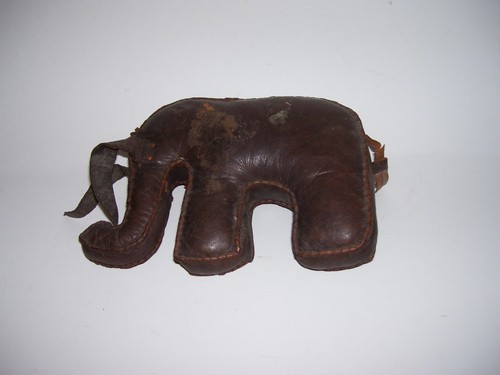 Antico peluche elefante in pelle fatto a mano vintage - Foto 4 di 5