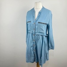 Zara denim tunic dress top women’s medium size 12 blue spring