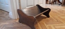 Large vintage dark heavy oak book trough rest rack shelf 52cmW 25cmH 35cmD gc