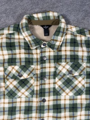 Eddie Bauer Boys Sherpa Lined Snap Front Fleece Shirt Jacket Shacket Kids Large 