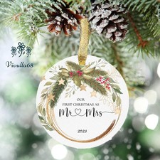 Wedding Gifts for Couple, Our First Christmas Married Ornament 2025, First Ch...