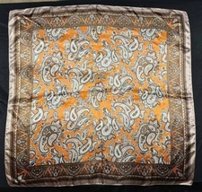 Wild Rag Scarf Cowboy Scarves Buckaroo Bandana Cowgirl Orange Brown Tan Paisley 