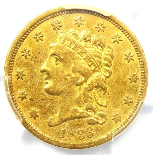 1836 Classic Gold Quarter Eagle $2.50 Coin - Certified PCGS XF Details - Rare!