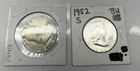 1952-S/ 1949 50C FRANKLIN SILVER HALF DOLLAR GEM BU- SET OF 2