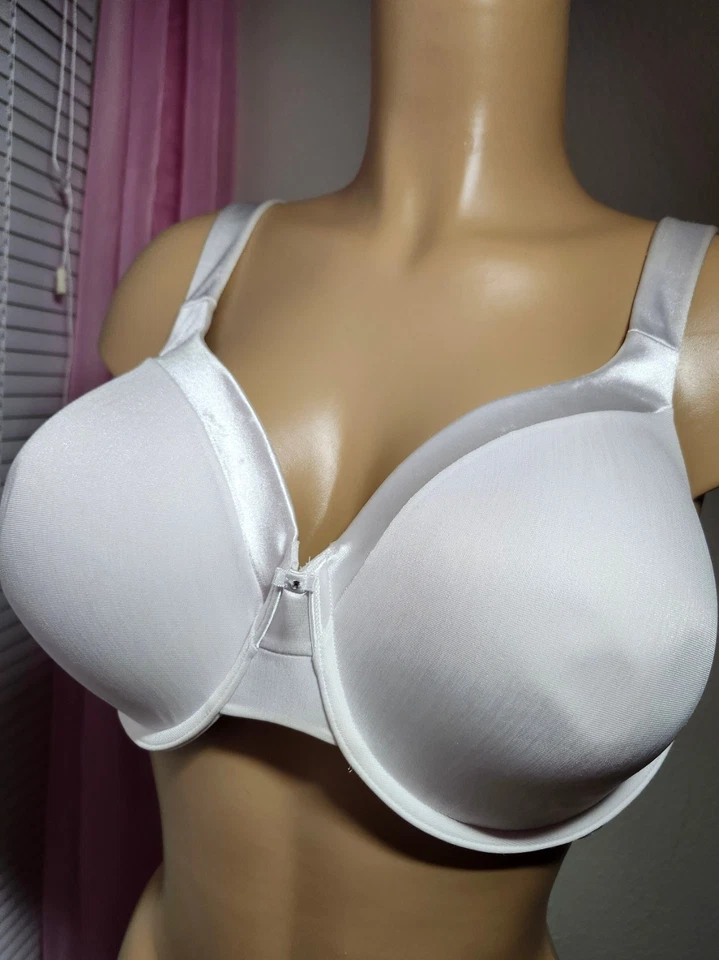 Vanity Fair Underwire Bra 40DD White Lined Satin Trim Adjustable Straps 76338 - Image 3 of 4