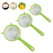 3 Packs Fine Mesh Strainers Plastic Colander Sieve Sifters Reusable Coffee Fi...