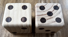 2 Large Wood Dice 3.5" Rustic Home/Office Decor Lawn Dice Set