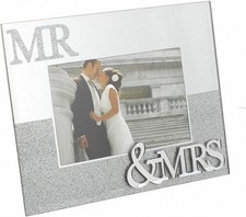 Image of MR and MRS Mirror Glitter Picture Photo Frame Gift Wedding Anniversary 6 X 4 Ne