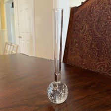 Mid-Century Scandinavian Teal Glass Torpedo Bud Vase with Controlled Bubble Base — listing 6