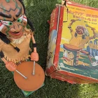 New ListingMarx Vintage 1950 Battery-Operated Tin Nutty Mad Indian Drummer Toy w/ Box